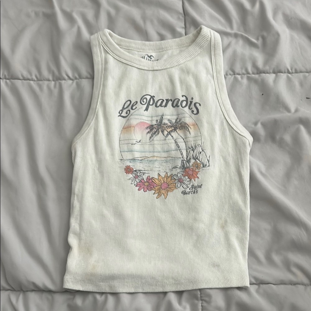 Hollister Kids Tank Top - Cream with Graphic